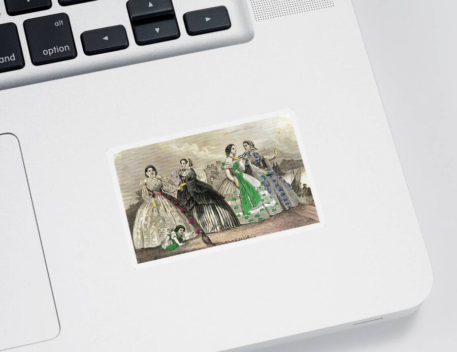1861 Sticker featuring the photograph Women at a ball wearing Victorian era dresses #aYearForArt by Steve Estvanik