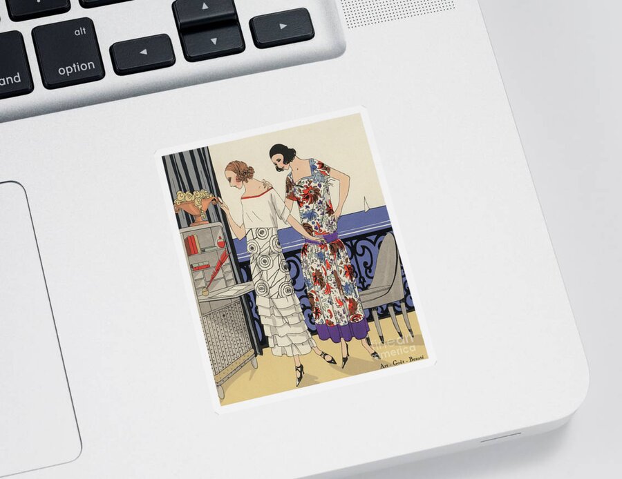 Past Sticker featuring the painting Womens fashion of the 1920s by French School