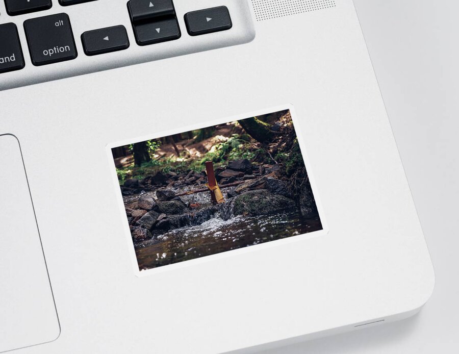 Generate Sticker featuring the photograph Wooden mill driven by a river by Vaclav Sonnek