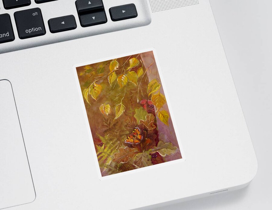 Mystery Sticker featuring the painting 'Woodland Scene' by Penny Taylor-Beardow