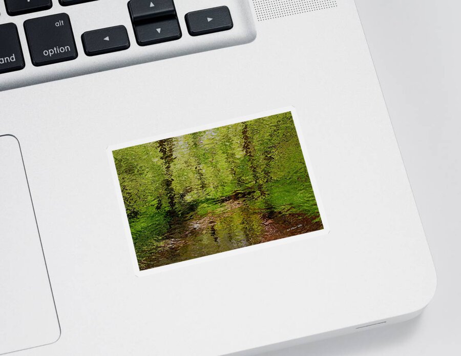 Woods Woodland Stream Creek Abstract Sticker featuring the digital art Woodland Stream by Bob Shimer