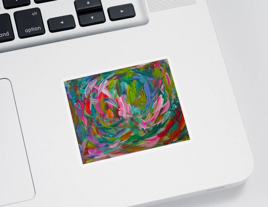 Abstract Paintings Sticker featuring the painting Working it out with Pink by Kendall Kessler