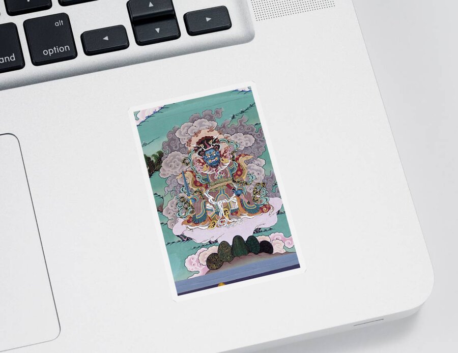Bhutan Sticker featuring the photograph Wrathful deity Tsholing are seen as protectors of the religion by Steve Estvanik