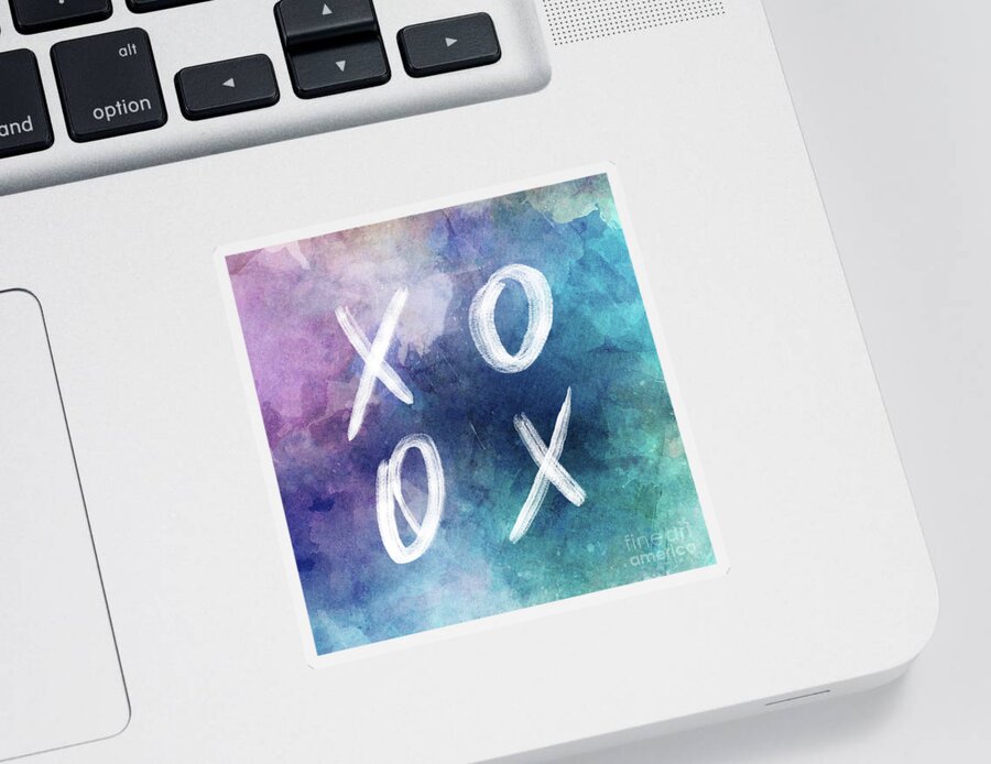 Xoxo Sticker featuring the painting XOXO blue watercolor by Delphimages Photo Creations