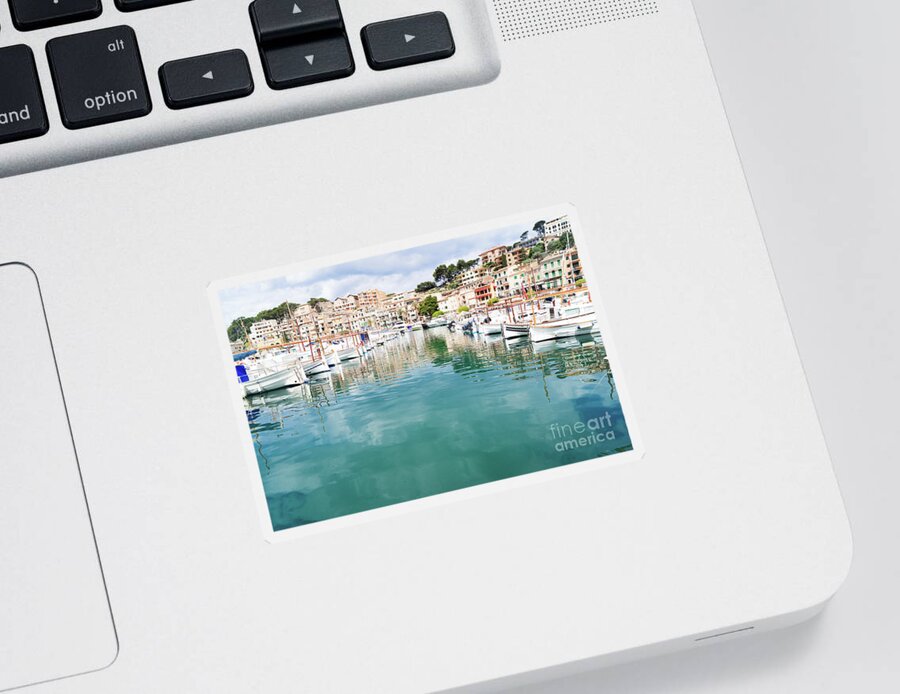 Port Sticker featuring the photograph Yachts in Port Soller, Mallorca by Anastasy Yarmolovich
