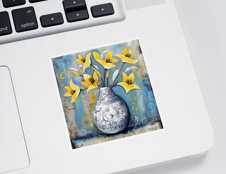 Calla Lily Sticker featuring the painting Yellow Calla Lily Flowers by Tina LeCour