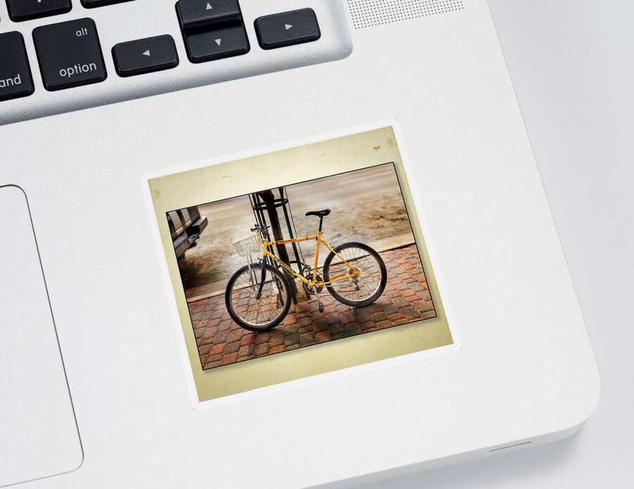 Bicycle Sticker featuring the photograph Yellow Frontier Bicycle Set by Craig J Satterlee