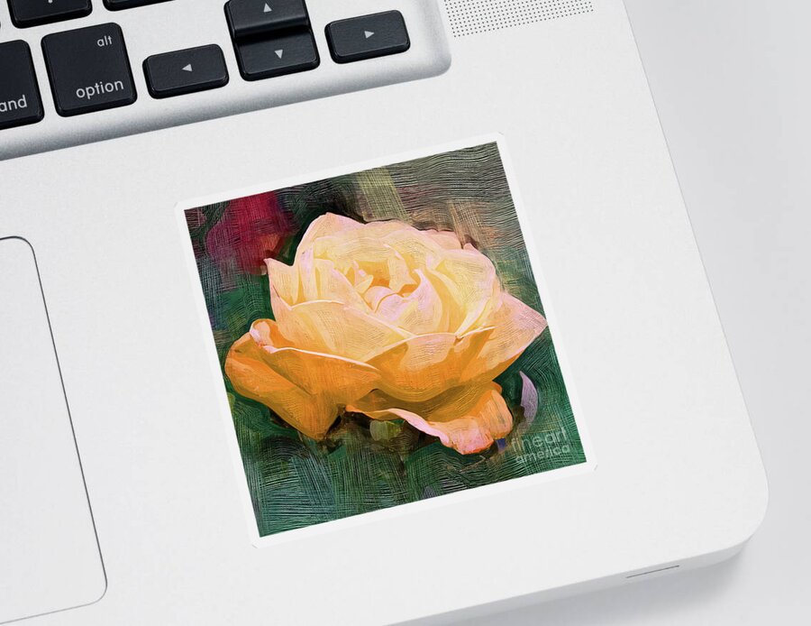 Rose Sticker featuring the digital art Yellow Radiant Rose by Kirt Tisdale
