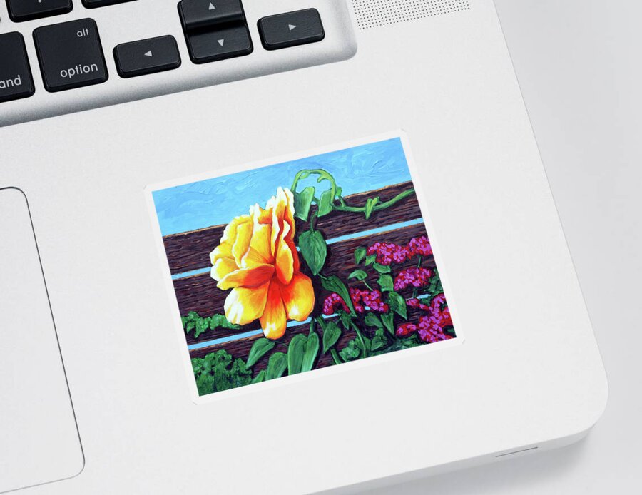 Rose Sticker featuring the painting Yellow Rose of Missouri by John Lautermilch