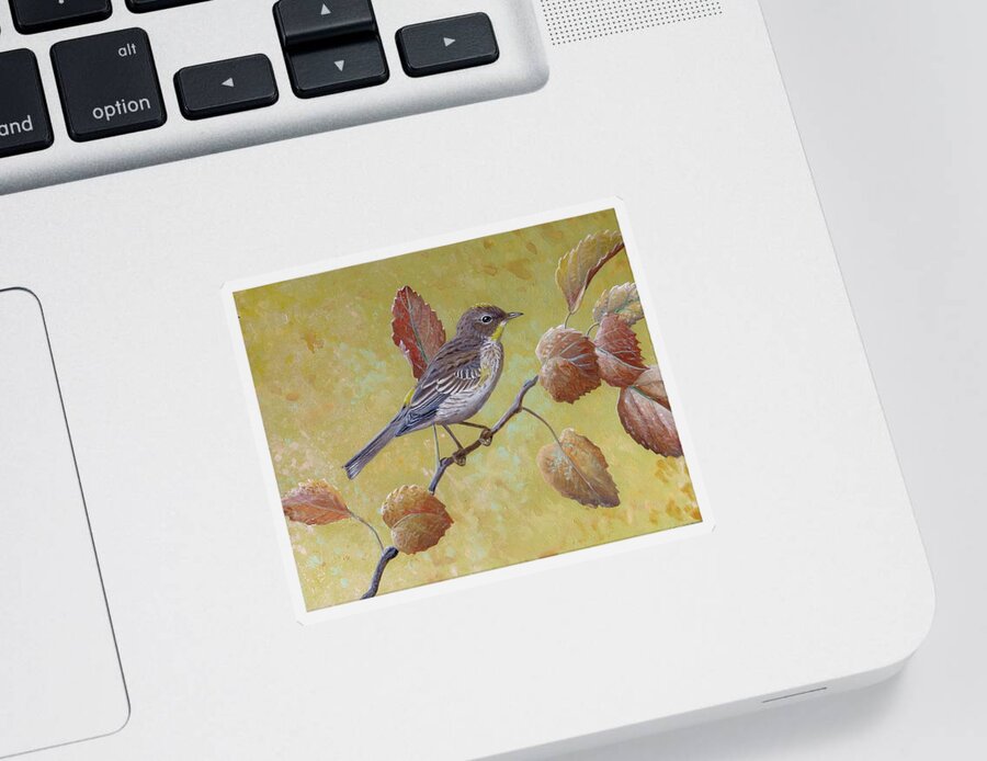 Yellow-rumped Warbler Sticker featuring the painting Yellow-rumped Warbler by Barry Kent MacKay
