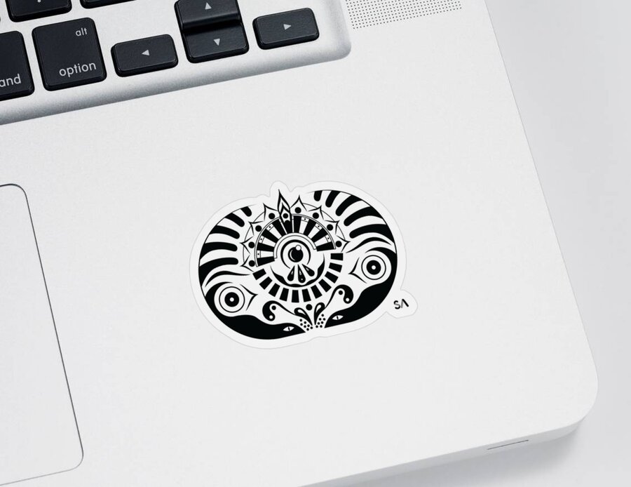 Black And White Sticker featuring the digital art Yoga by Silvio Ary Cavalcante