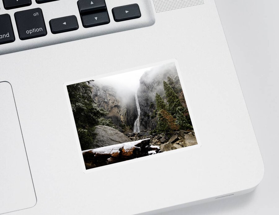 Ca Sticker featuring the photograph Yosemite Falls in Winter I by Cheryl Strahl