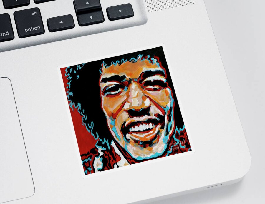 Contemporary Painting Sticker featuring the painting You Have To Give People Something To Dream On - Jimi Hendrix by Tanya Filichkin