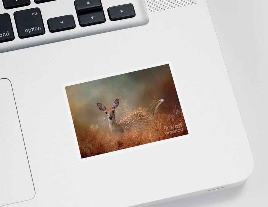 Animal Sticker featuring the photograph Young Whitetail Deer by Ed Taylor