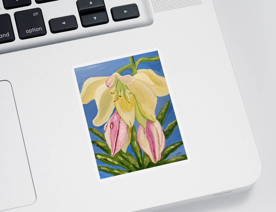 Yucca Sticker featuring the painting Yucca Flower by Christina Wedberg