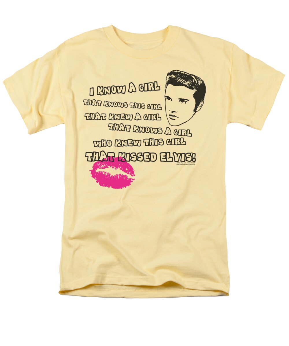 Elvis Men's T-Shirt (Regular Fit) featuring the digital art Elvis - Kissed Elvis by Brand A