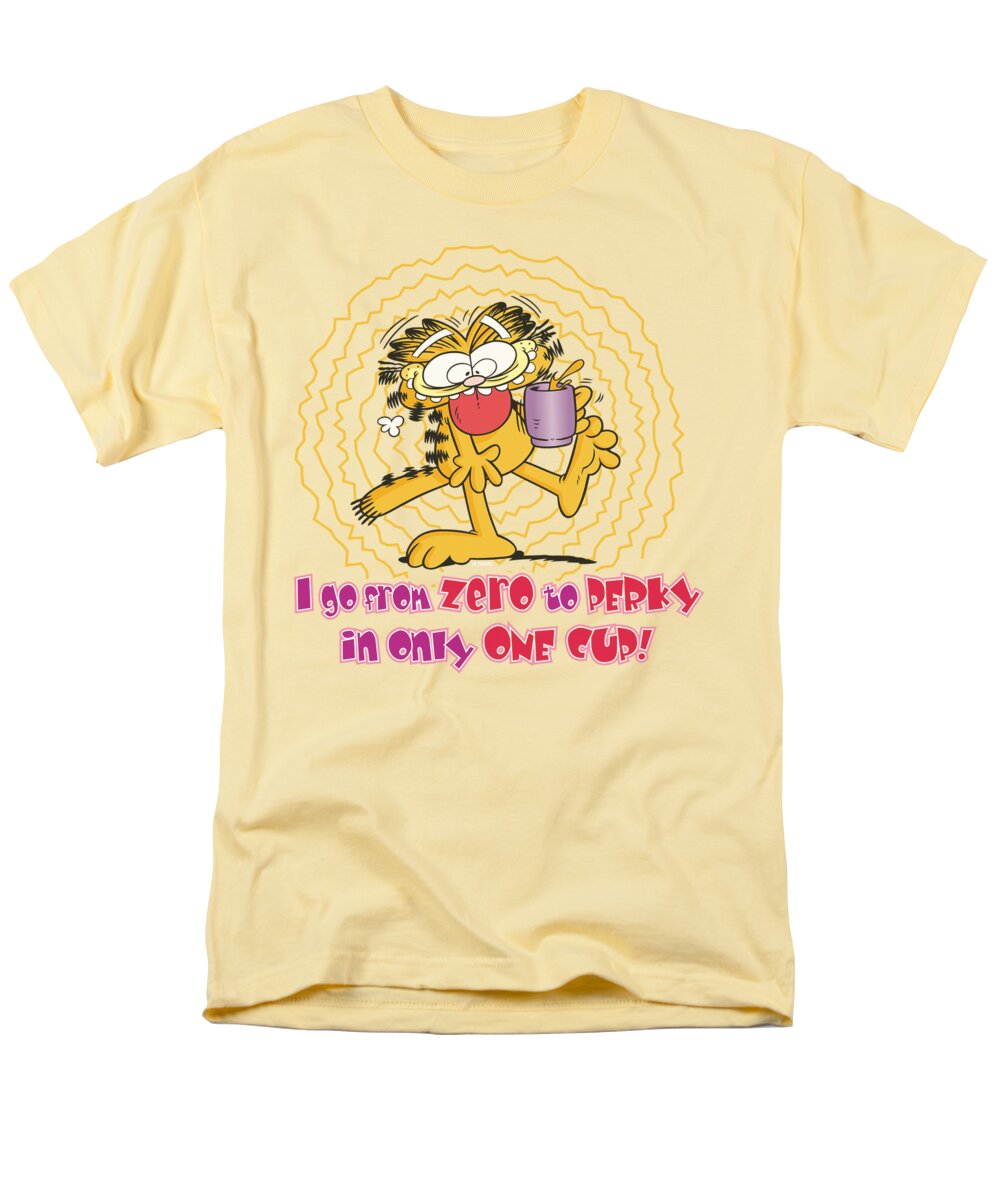 Garfield Men's T-Shirt (Regular Fit) featuring the digital art Garfield - From Zero To Perky by Brand A