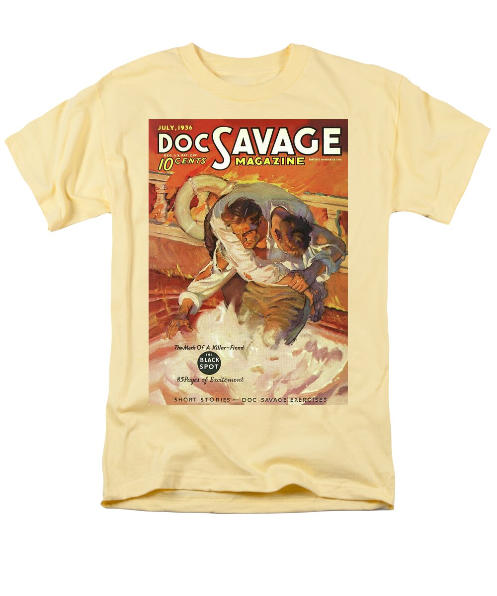Comic Men's T-Shirt (Regular Fit) featuring the drawing Doc Savage The Black Spot by Conde Nast