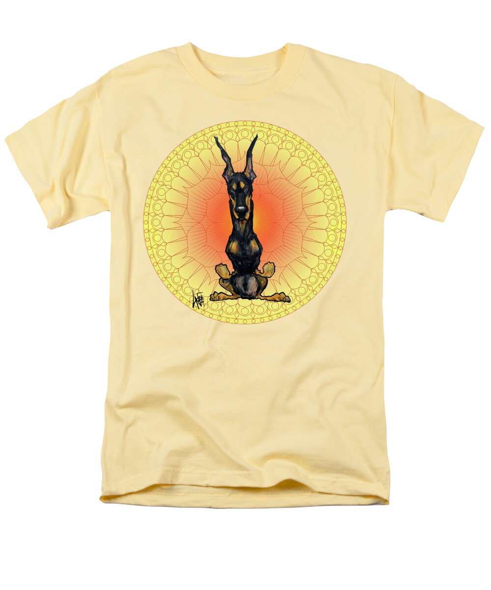 Doberman Men's T-Shirt (Regular Fit) featuring the drawing Meditating Doberman by John LaFree