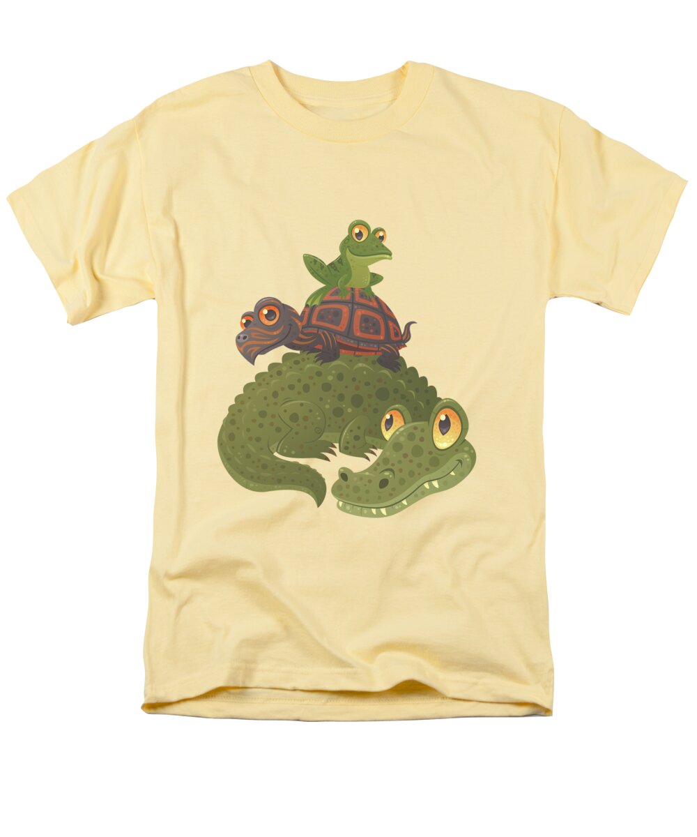 Alligator Men's T-Shirt (Regular Fit) featuring the digital art Swamp Squad by John Schwegel