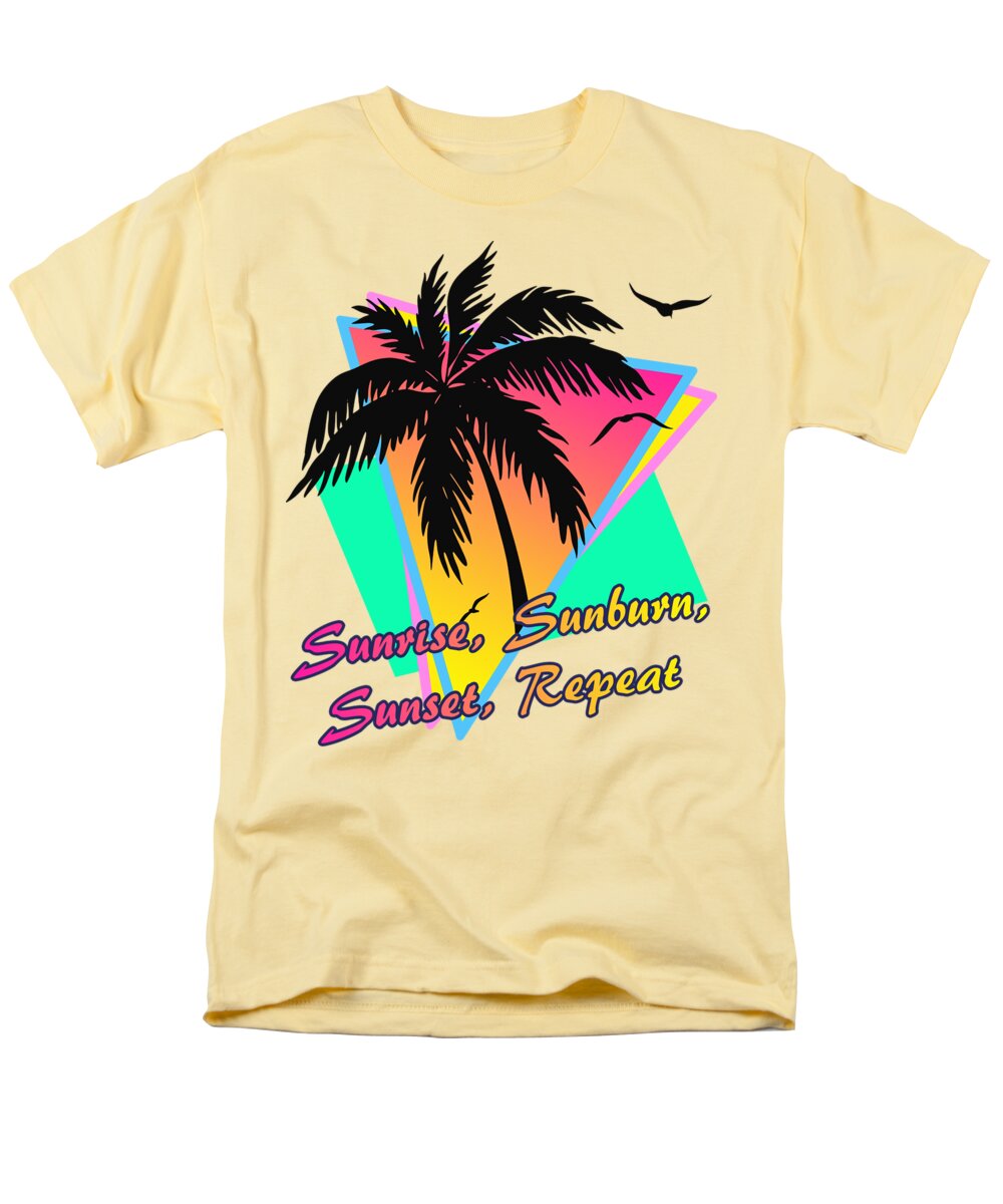 Sunset Men's T-Shirt (Regular Fit) featuring the digital art Sunrise Sunburn Sunset Repeat by Filip Schpindel