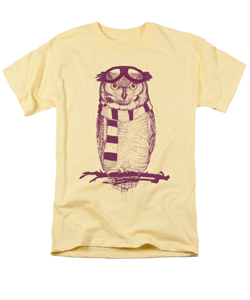 Owl Men's T-Shirt (Regular Fit) featuring the drawing The aviator by Balazs Solti