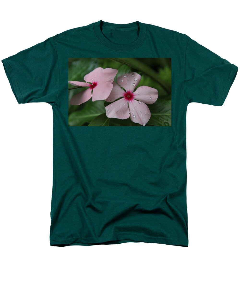 Flower Men's T-Shirt (Regular Fit) featuring the photograph Flower Droplets by Deborah Crew-Johnson