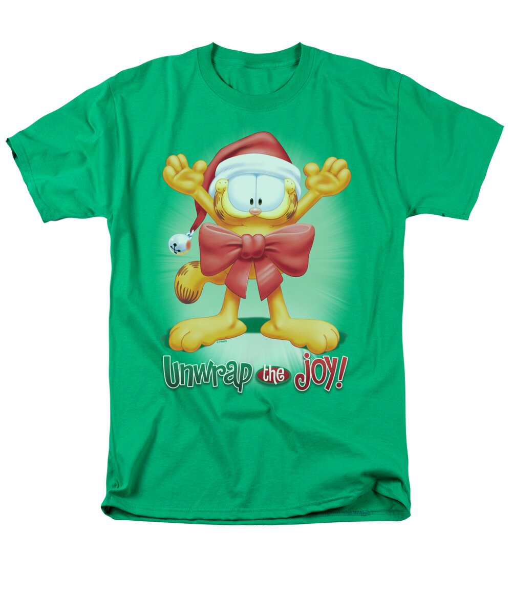 Garfield Men's T-Shirt (Regular Fit) featuring the digital art Garfield - Unwrap The Joy! by Brand A