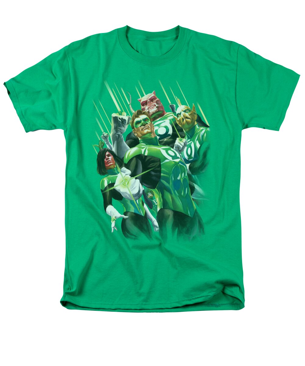 Green Lantern Men's T-Shirt (Regular Fit) featuring the digital art Gl - Power Of The Rings by Brand A