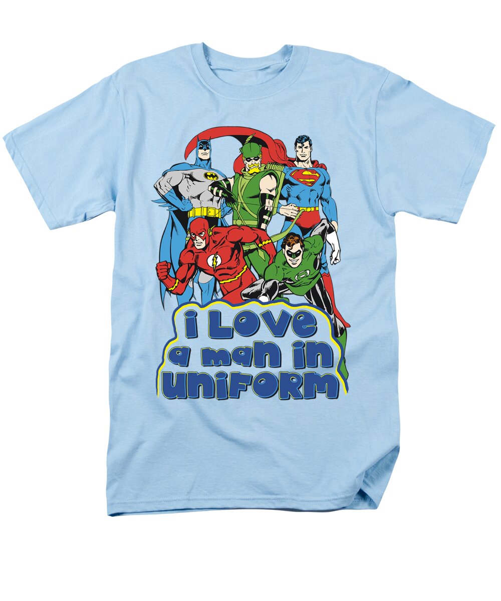 Dc Comics Men's T-Shirt (Regular Fit) featuring the digital art Dc - I Love A Man In Uniform by Brand A