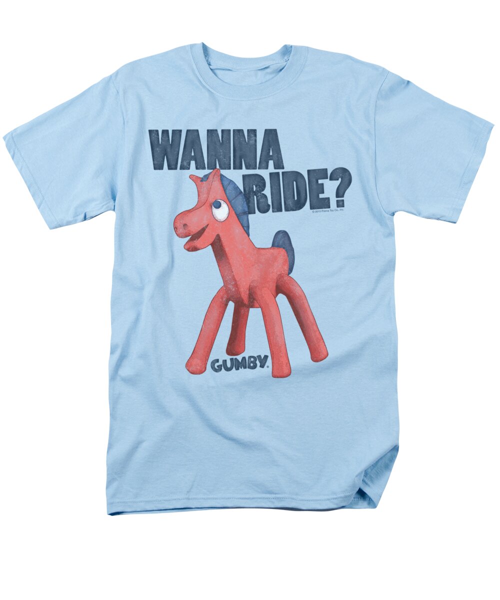 Gumby Men's T-Shirt (Regular Fit) featuring the digital art Gumby - Wanna Ride by Brand A