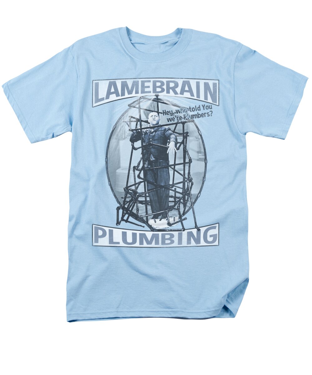 The Three Stooges Men's T-Shirt (Regular Fit) featuring the digital art Three Stooges - Lanebrain Plumbing by Brand A