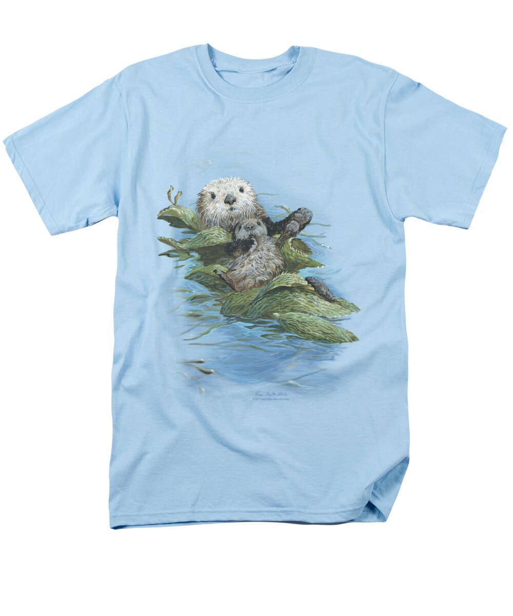 Wildlife Men's T-Shirt (Regular Fit) featuring the digital art Wildlife - Kelp Cradle Otters by Brand A