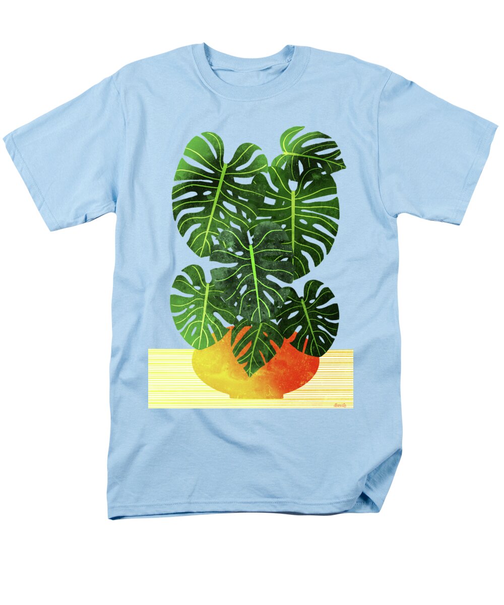 Plant Men's T-Shirt (Regular Fit) featuring the painting Swiss Cheese Plant by Little Bunny Sunshine