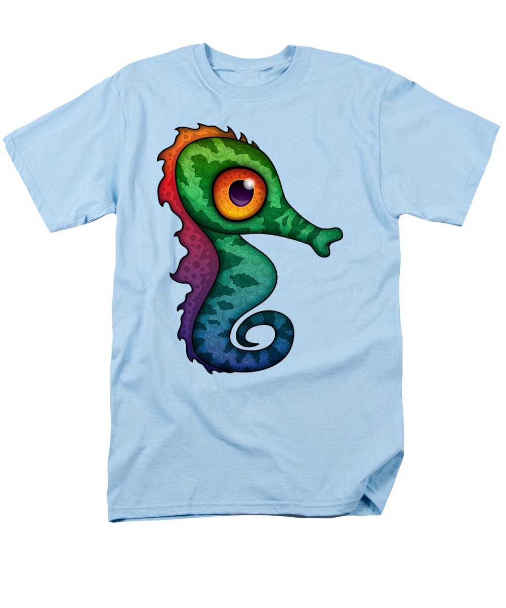 Sea Men's T-Shirt (Regular Fit) featuring the digital art Colorful Seahorse Cartoon by John Schwegel