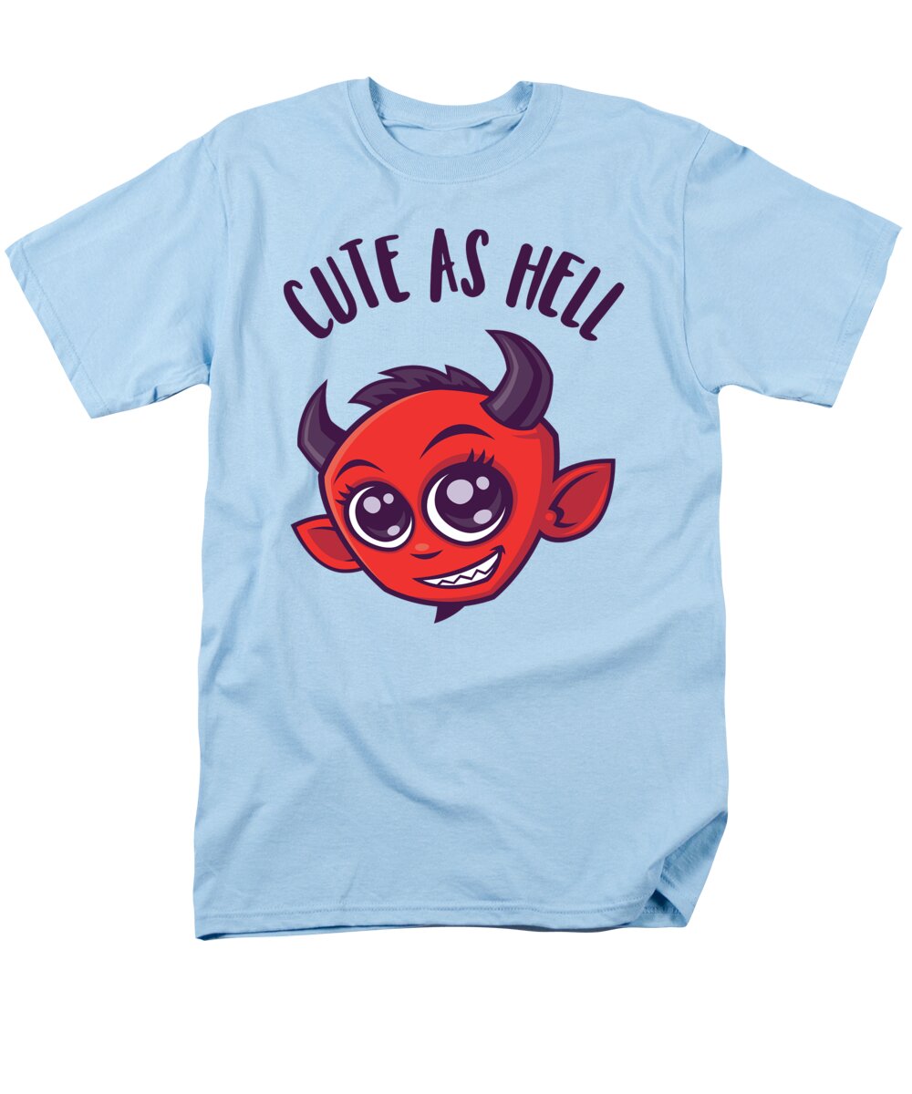 Devil Men's T-Shirt (Regular Fit) featuring the digital art Cute as Hell Devil with Dark Text by John Schwegel