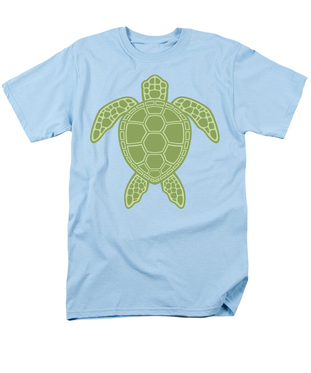 Green Men's T-Shirt (Regular Fit) featuring the digital art Green Sea Turtle by John Schwegel