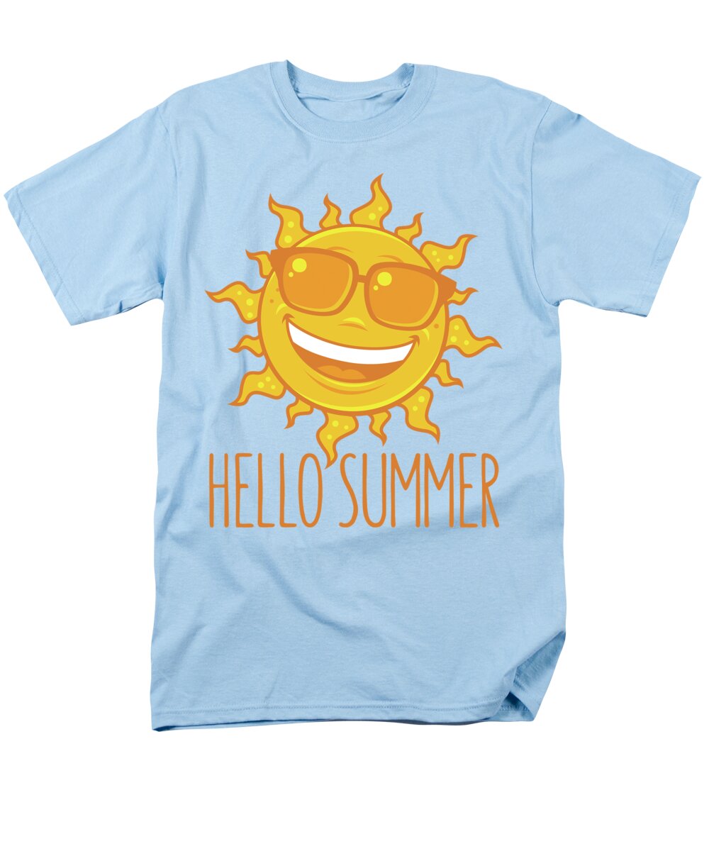 Beach Men's T-Shirt (Regular Fit) featuring the digital art Hello Summer Sun With Sunglasses by John Schwegel