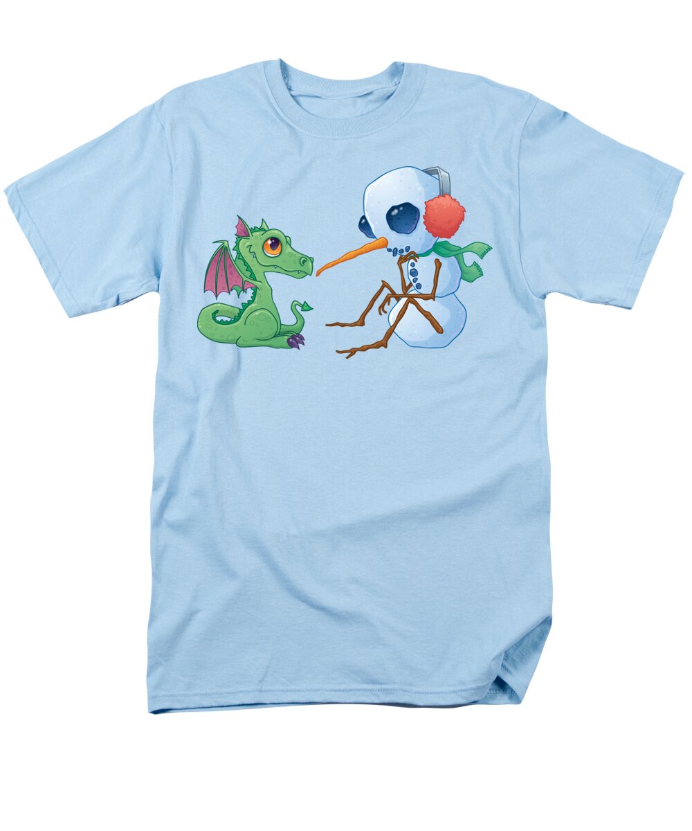 Cartoon Men's T-Shirt (Regular Fit) featuring the digital art Snowman and Dragon by John Schwegel