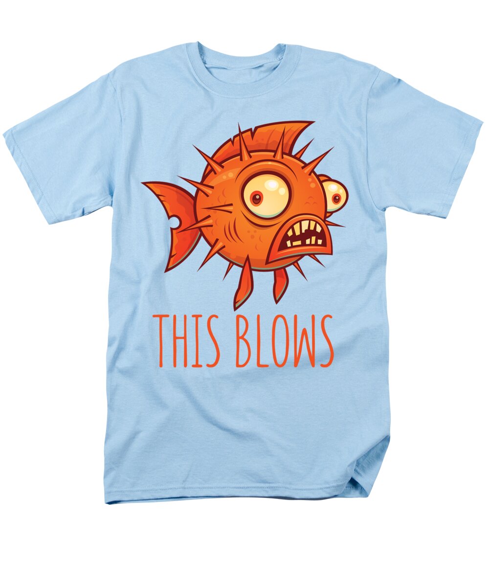 Pufferfish Men's T-Shirt (Regular Fit) featuring the digital art This Blows Porcupine Blowfish by John Schwegel