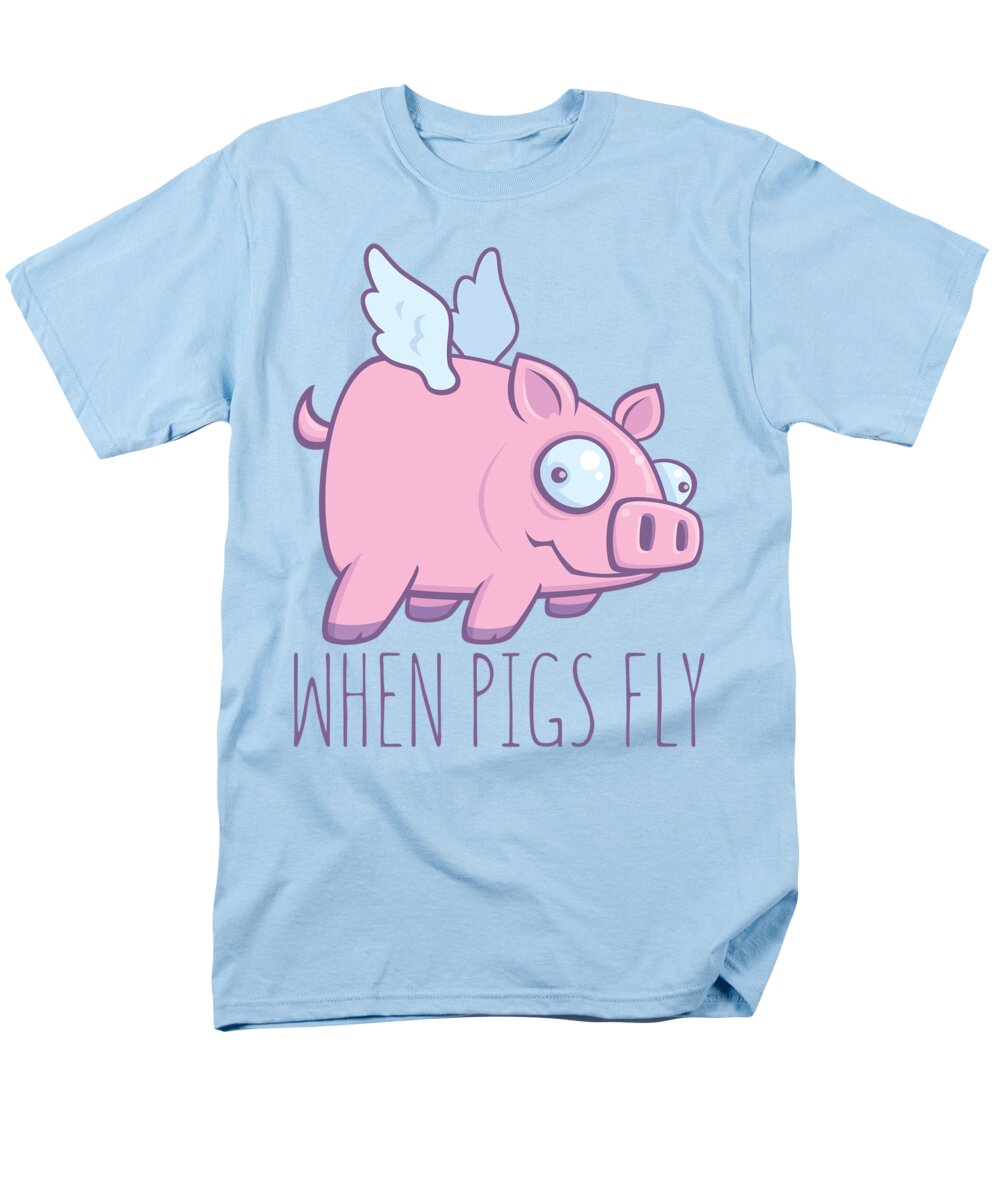 Animal Men's T-Shirt (Regular Fit) featuring the digital art When Pigs Fly with Text by John Schwegel