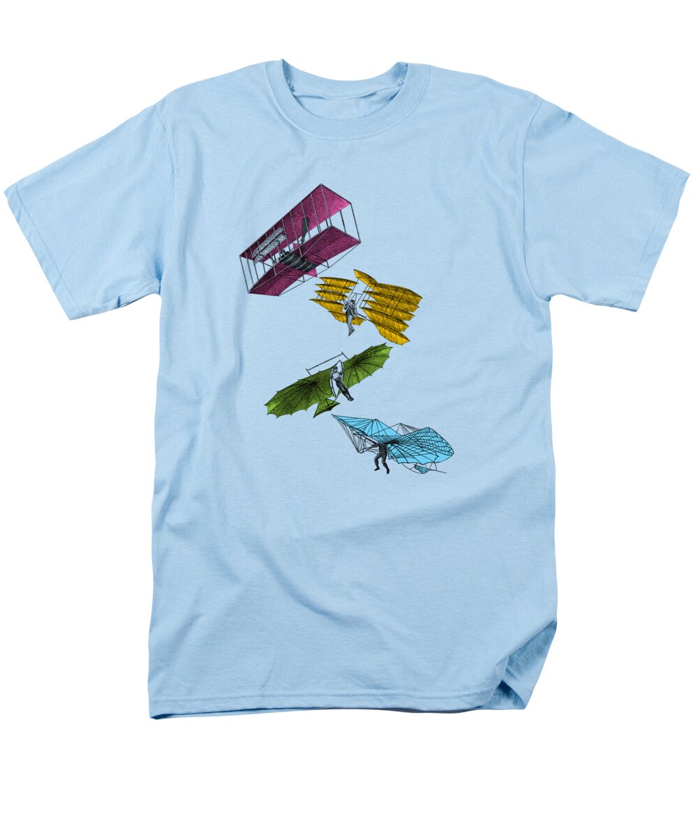 Airplane Men's T-Shirt (Regular Fit) featuring the digital art Colorful hang gliders by Madame Memento