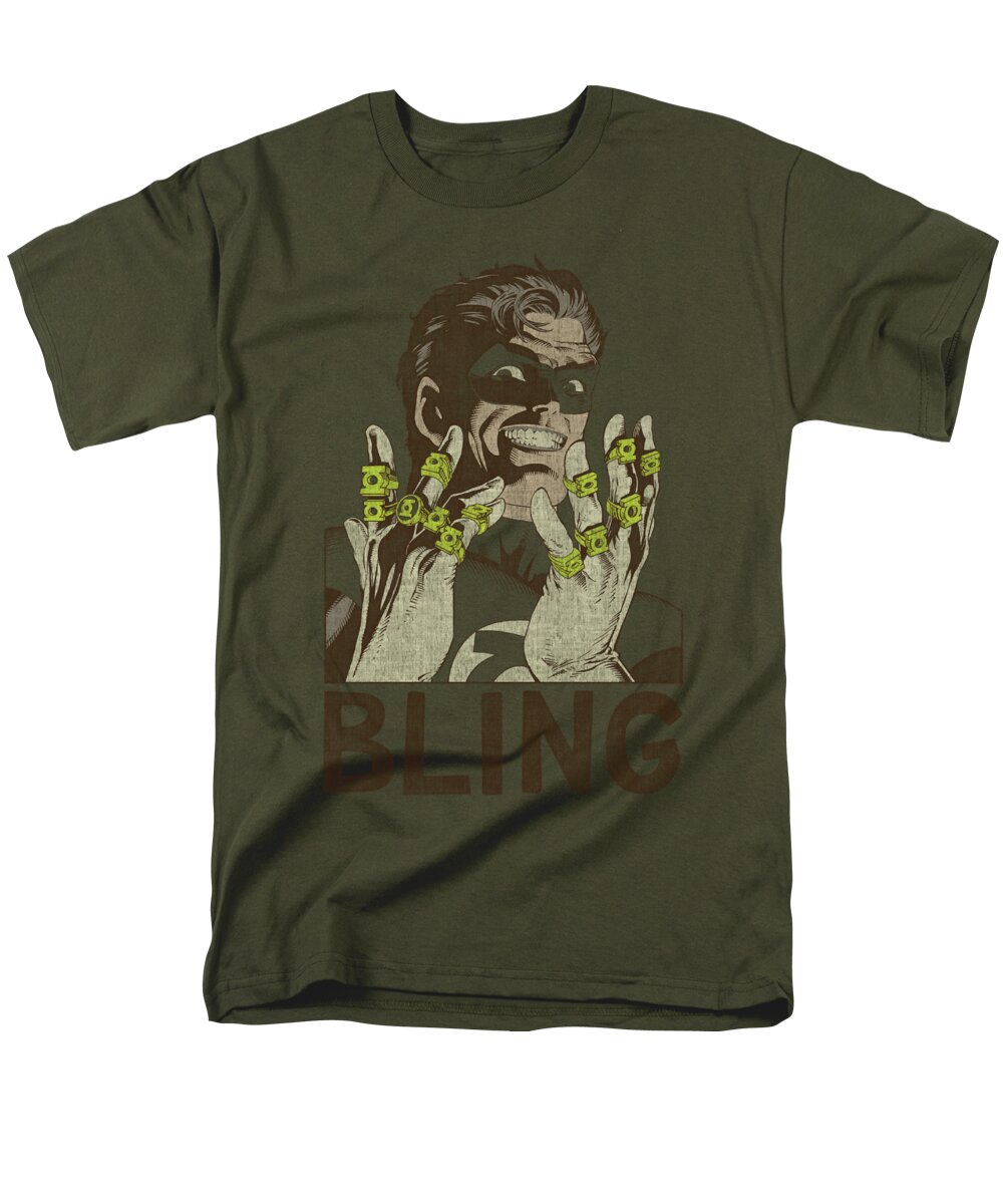 Green Lantern Men's T-Shirt (Regular Fit) featuring the digital art Green Lantern - Bling Bling by Brand A