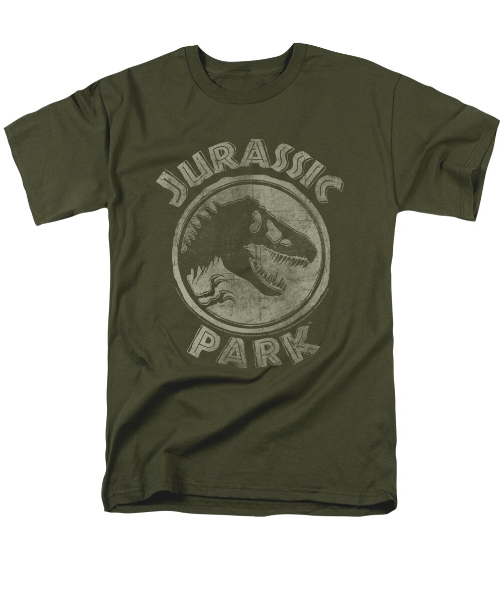 Jurassic Park Men's T-Shirt (Regular Fit) featuring the digital art Jurassic Park - Jp Stamp by Brand A