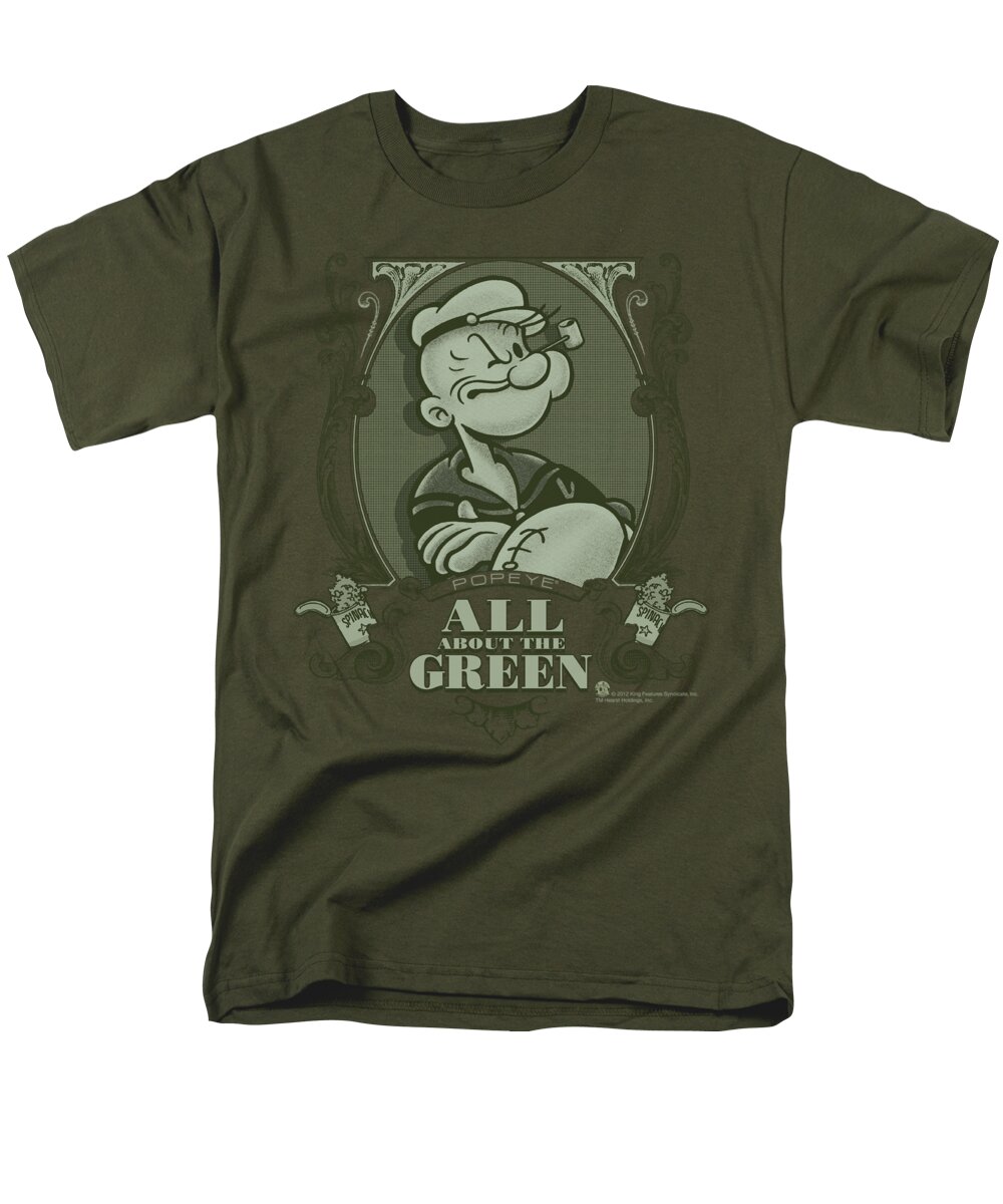 Popeye Men's T-Shirt (Regular Fit) featuring the digital art Popeye - All About The Green by Brand A