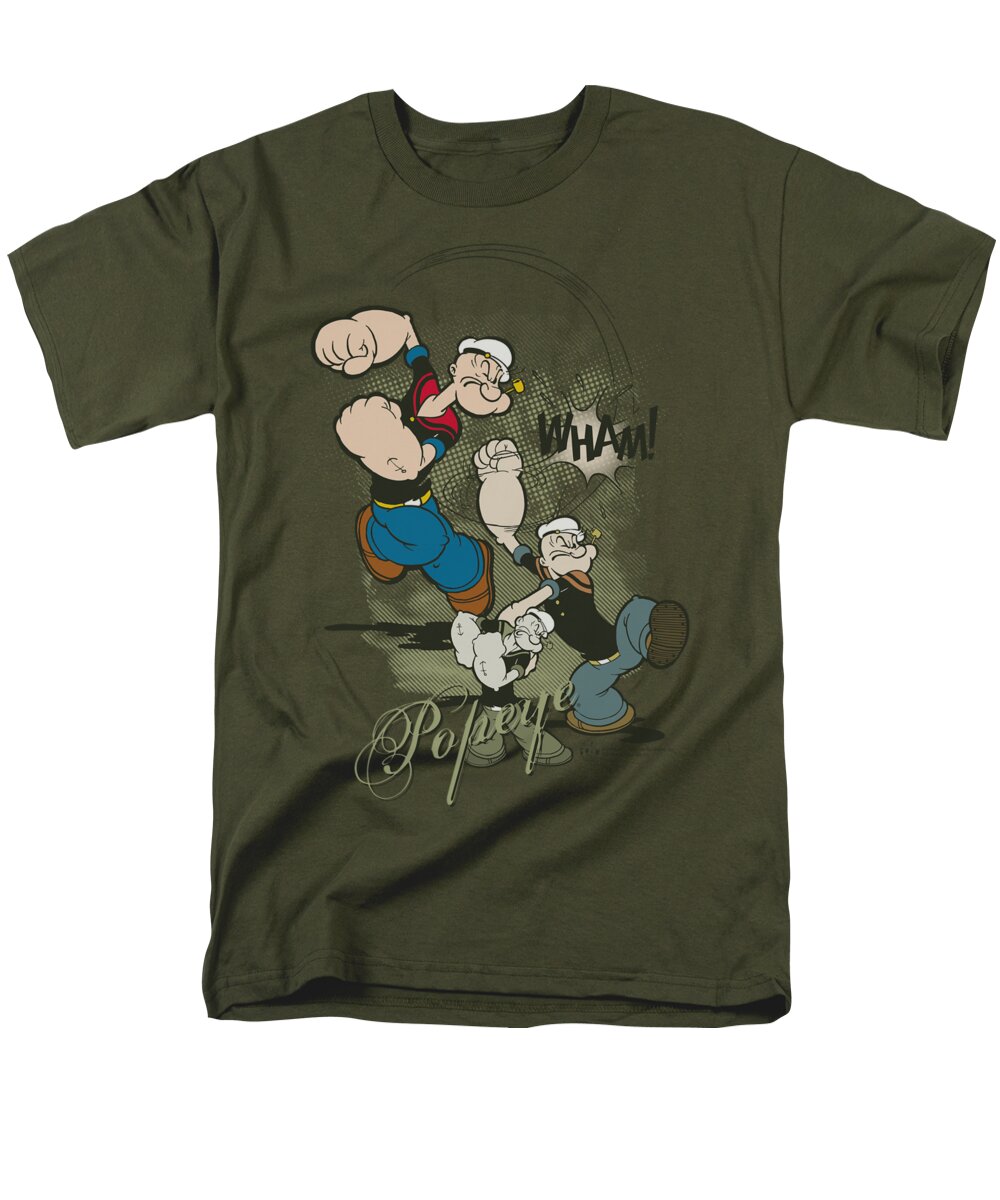 Popeye Men's T-Shirt (Regular Fit) featuring the digital art Popeye - Three Part Punch by Brand A