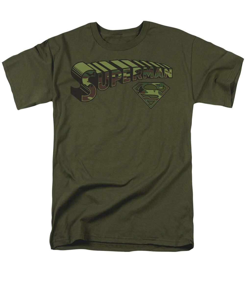 Superman Men's T-Shirt (Regular Fit) featuring the digital art Superman - Camo Logo And Shield by Brand A