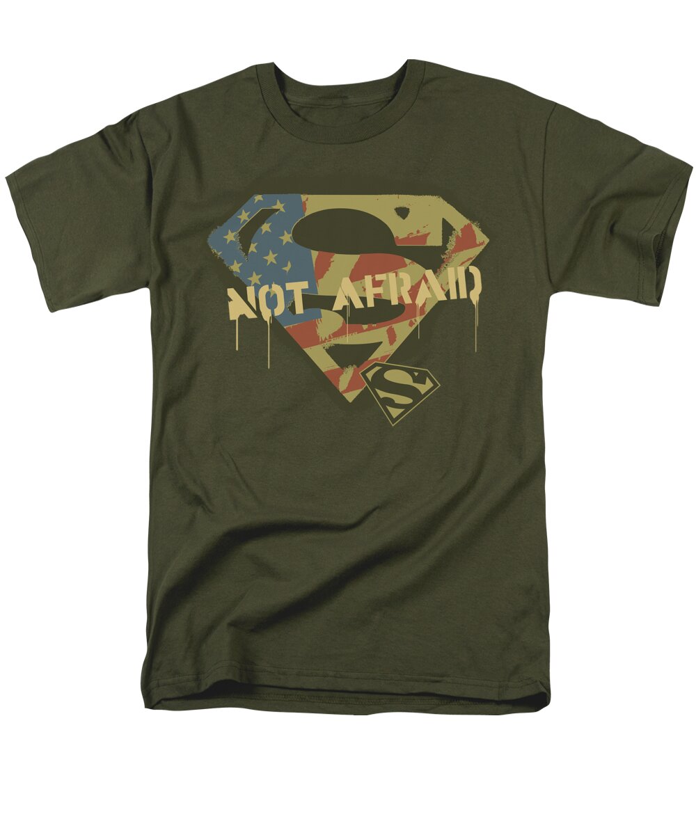Superman Men's T-Shirt (Regular Fit) featuring the digital art Superman - Not Afraid by Brand A