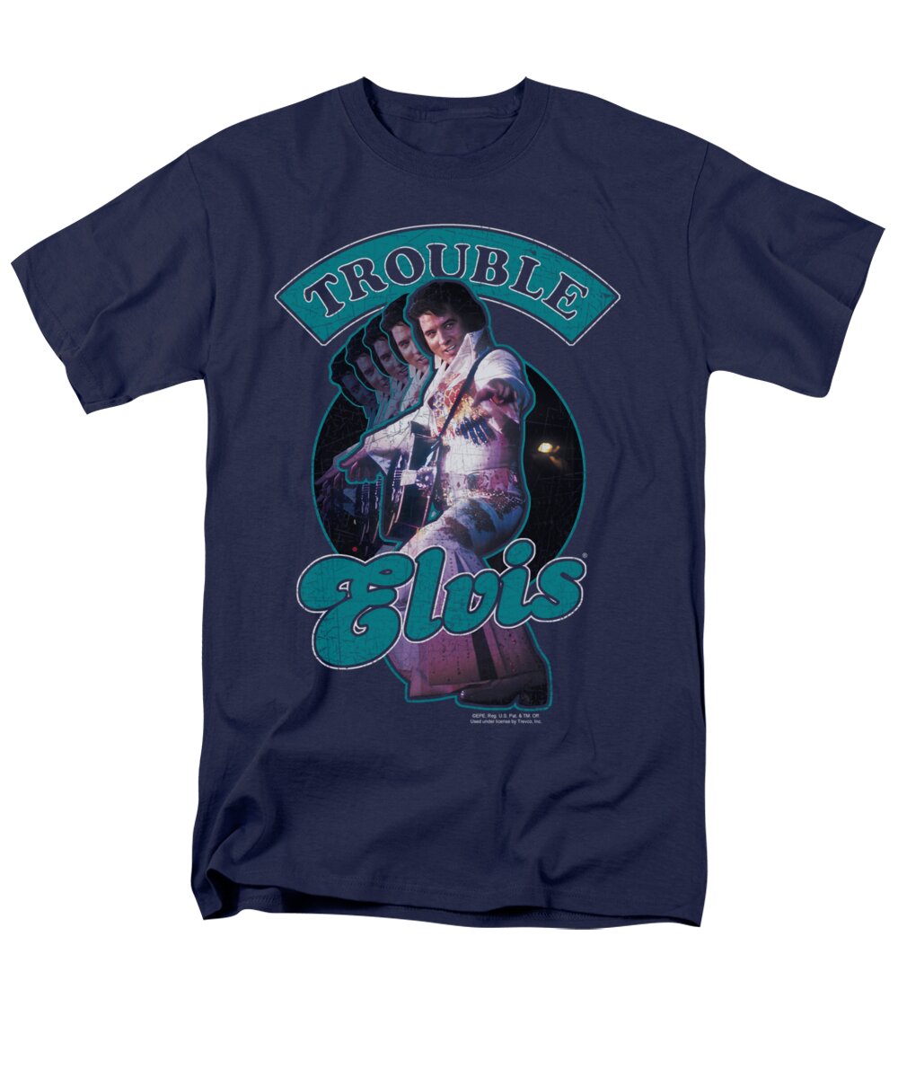 Elvis Men's T-Shirt (Regular Fit) featuring the digital art Elvis - Total Trouble by Brand A