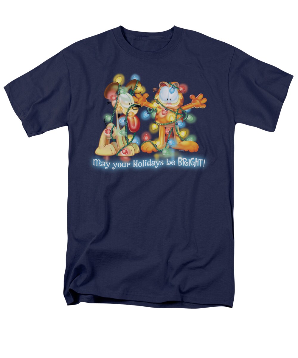 Garfield Men's T-Shirt (Regular Fit) featuring the digital art Garfield - Bright Holidays by Brand A